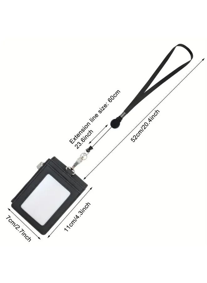 Black Multipurpose Lanyard ID Badge Holder With Zipper Pocket And 4 Card Slots - Image 3